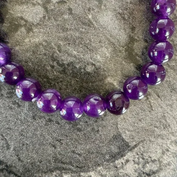 Amethyst Energy Bracelet 6.75 inch Natural Stone Beaded Stretch 8mm Beads - Picture 8 of 10